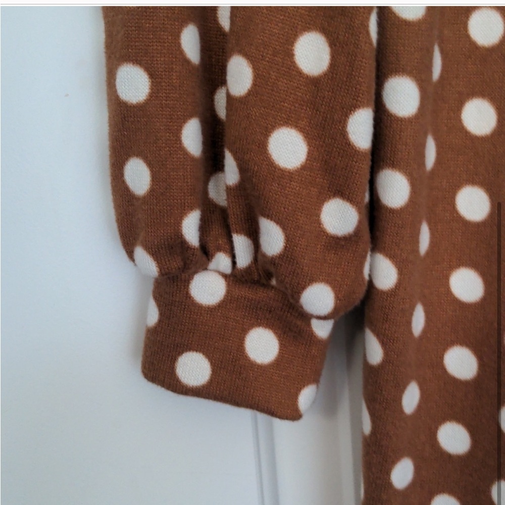 Jillian Harris X Collab JF Shay Dress-SzS-NWOT-Tan-White-Polkadot-lagenlook☀️ - Picture 7 of 7